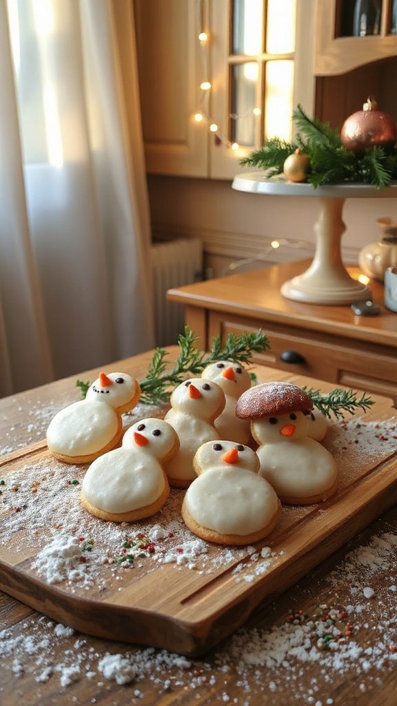 whimsical snowmen holiday cookies
