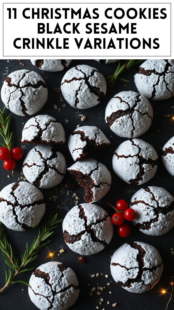 11 Christmas Cookies Black Sesame Crinkle Variations
