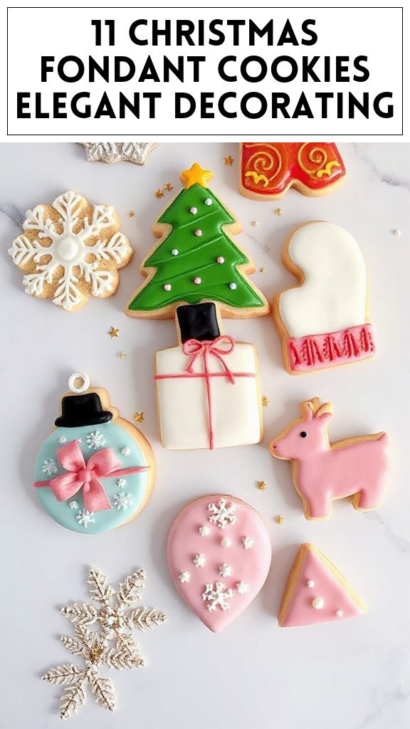 11 Christmas Fondant Cookies Elegant Decorating