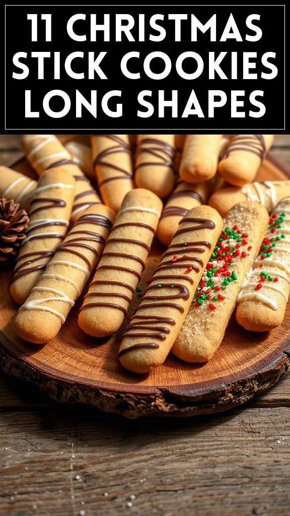 11 Christmas Stick Cookies Long Shapes