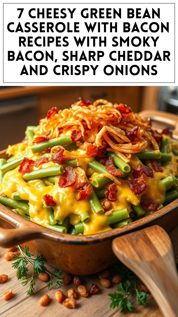 7 Cheesy Green Bean Casserole With Bacon Recipes With Smoky Bacon, Sharp Cheddar and Crispy Onions