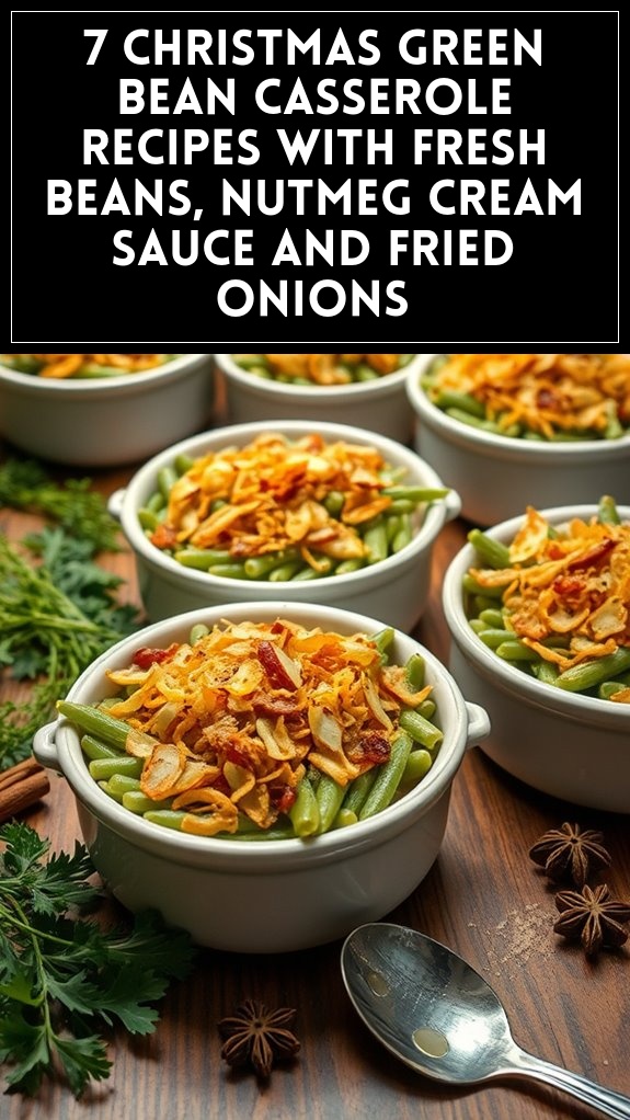 7 Christmas Green Bean Casserole Recipes With Fresh Beans, Nutmeg Cream Sauce and Fried Onions