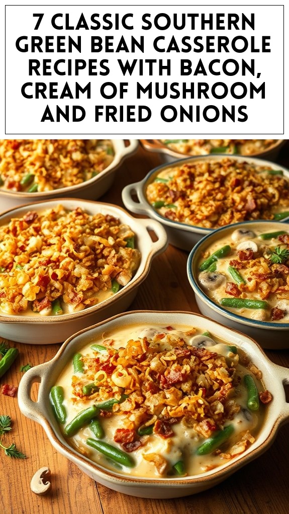 7 Classic Southern Green Bean Casserole Recipes With Bacon, Cream of Mushroom and Fried Onions