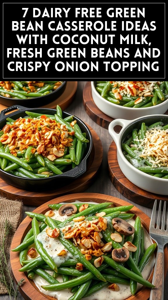 7 Dairy Free Green Bean Casserole Ideas With Coconut Milk, Fresh Green Beans and Crispy Onion Topping