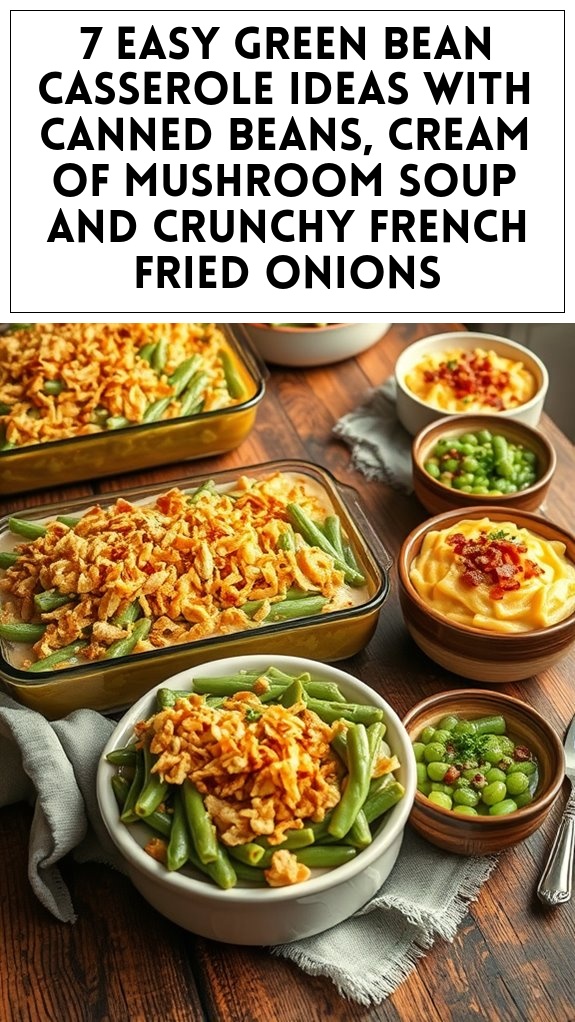 7 Easy Green Bean Casserole Ideas With Canned Beans, Cream of Mushroom Soup and Crunchy French Fried Onions