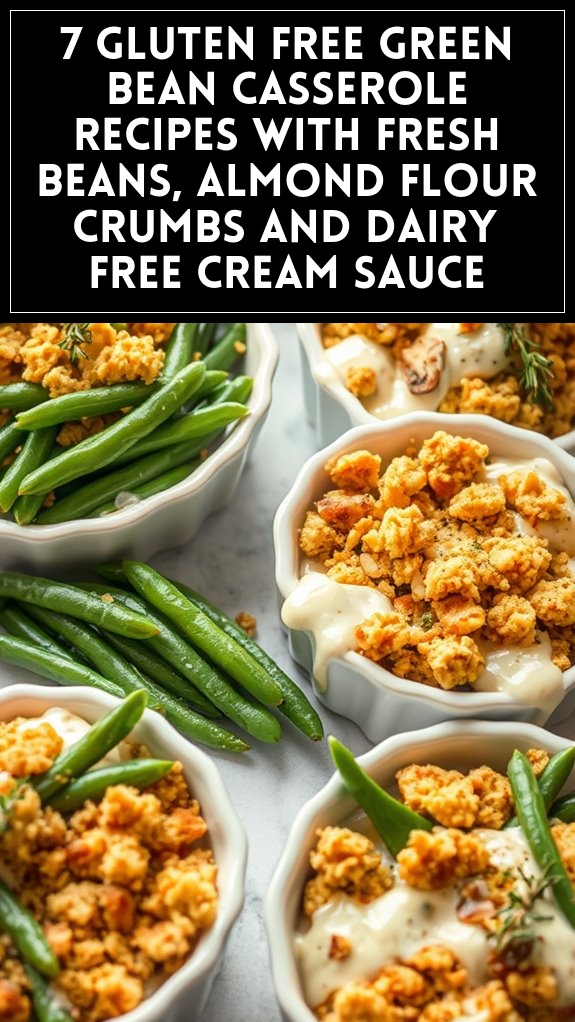 7 Gluten Free Green Bean Casserole Recipes With Fresh Beans, Almond Flour Crumbs and Dairy Free Cream Sauce