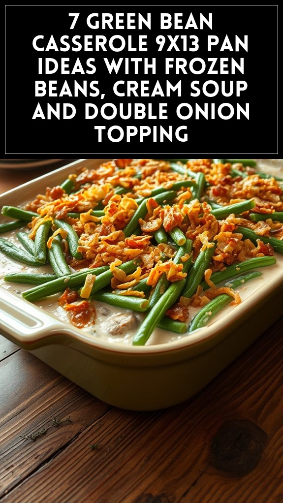 7 Green Bean Casserole 9x13 Pan Ideas With Frozen Beans, Cream Soup and Double Onion Topping