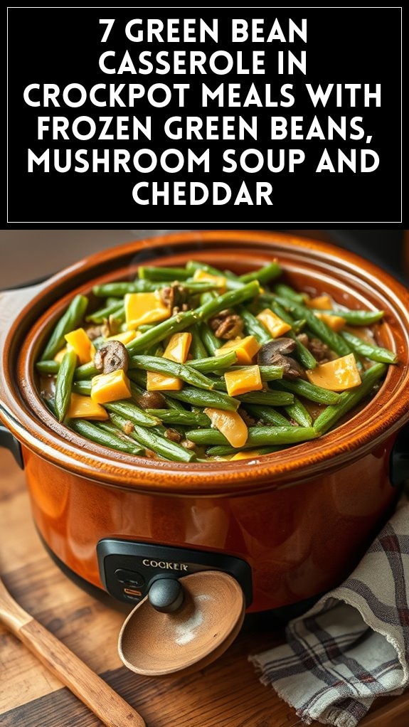 7 Green Bean Casserole in Crockpot Meals With Frozen Green Beans, Mushroom Soup and Cheddar