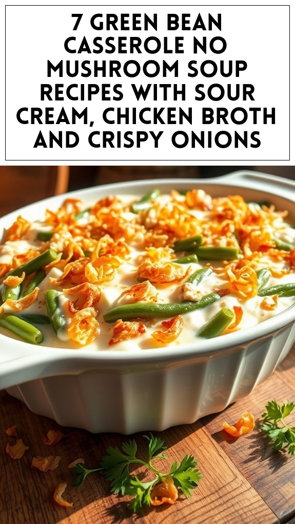 7 Green Bean Casserole No Mushroom Soup Recipes With Sour Cream, Chicken Broth and Crispy Onions