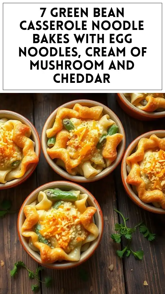7 Green Bean Casserole Noodle Bakes With Egg Noodles, Cream of Mushroom and Cheddar
