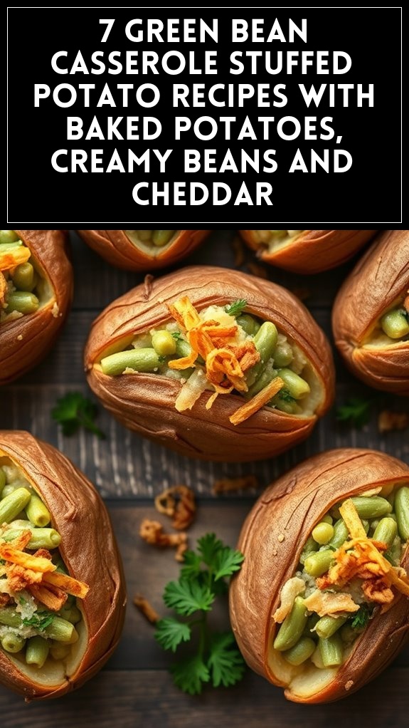 7 Green Bean Casserole Stuffed Potato Recipes With Baked Potatoes, Creamy Beans and Cheddar