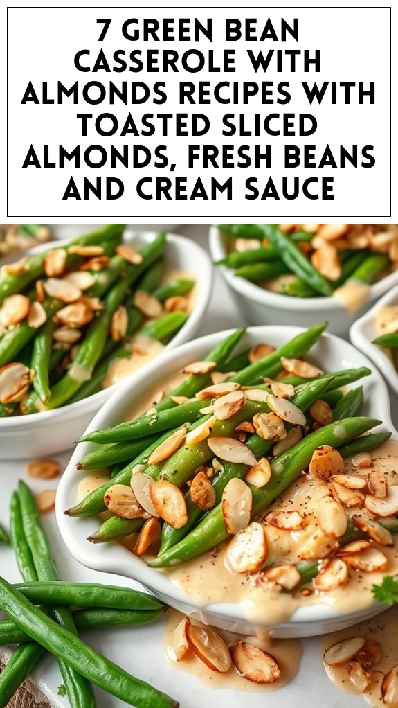 7 Green Bean Casserole With Almonds Recipes With Toasted Sliced Almonds, Fresh Beans and Cream Sauce