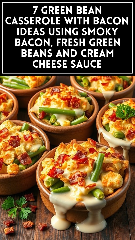 7 Green Bean Casserole With Bacon Ideas Using Smoky Bacon, Fresh Green Beans and Cream Cheese Sauce