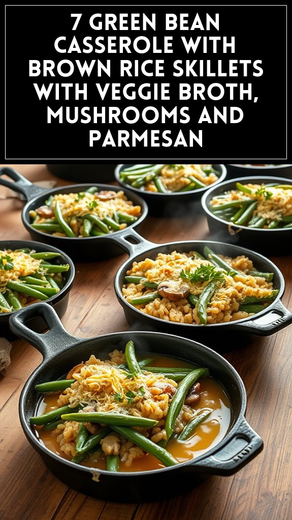 7 Green Bean Casserole With Brown Rice Skillets With Veggie Broth, Mushrooms and Parmesan