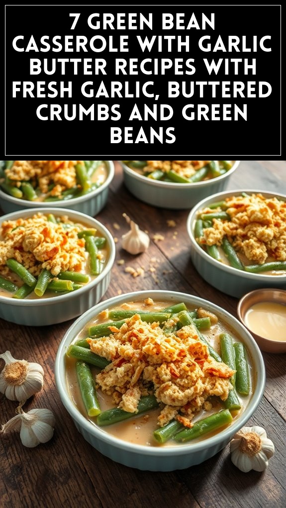 7 Green Bean Casserole With Garlic Butter Recipes With Fresh Garlic, Buttered Crumbs and Green Beans