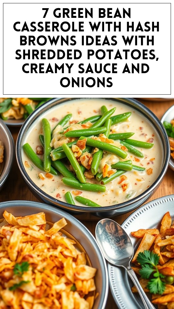 7 Green Bean Casserole With Hash Browns Ideas With Shredded Potatoes, Creamy Sauce and Onions