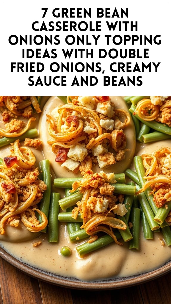 7 Green Bean Casserole With Onions Only Topping Ideas With Double Fried Onions, Creamy Sauce and Beans