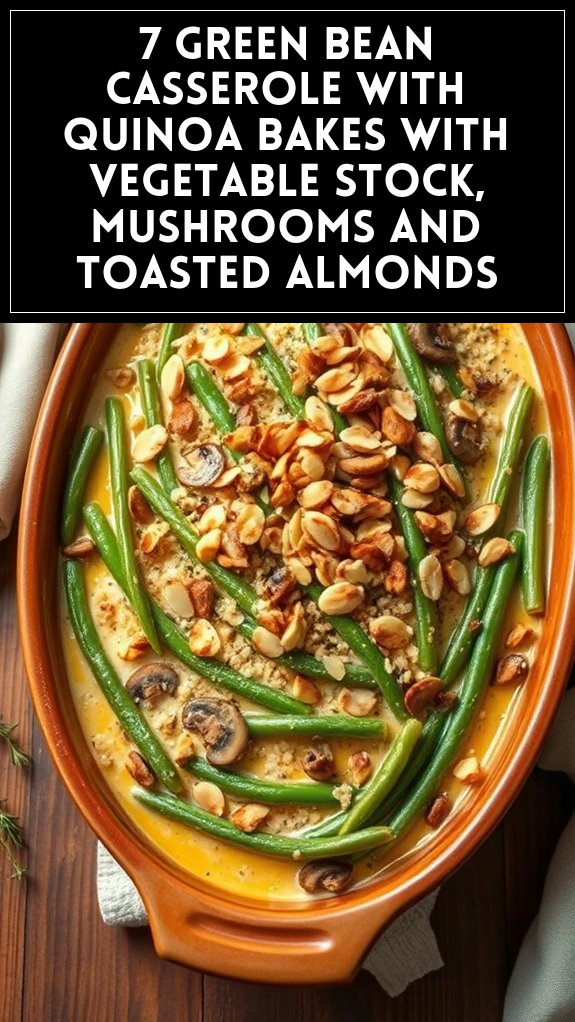 7 Green Bean Casserole With Quinoa Bakes With Vegetable Stock, Mushrooms and Toasted Almonds