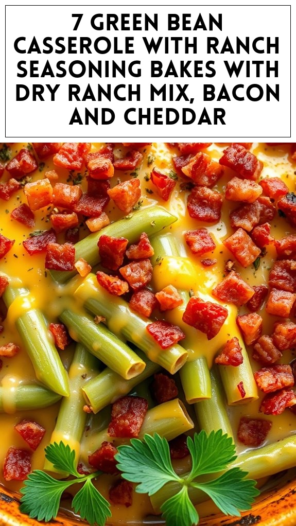 7 Green Bean Casserole With Ranch Seasoning Bakes With Dry Ranch Mix, Bacon and Cheddar