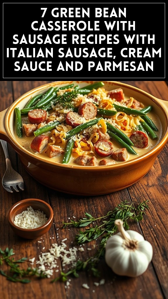 7 Green Bean Casserole With Sausage Recipes With Italian Sausage, Cream Sauce and Parmesan