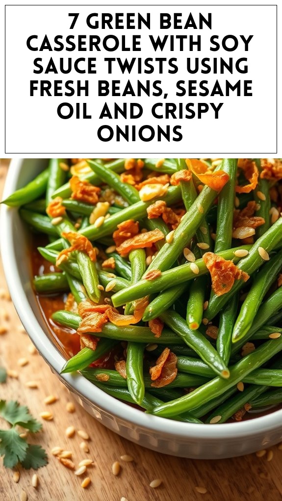 7 Green Bean Casserole With Soy Sauce Twists Using Fresh Beans, Sesame Oil and Crispy Onions