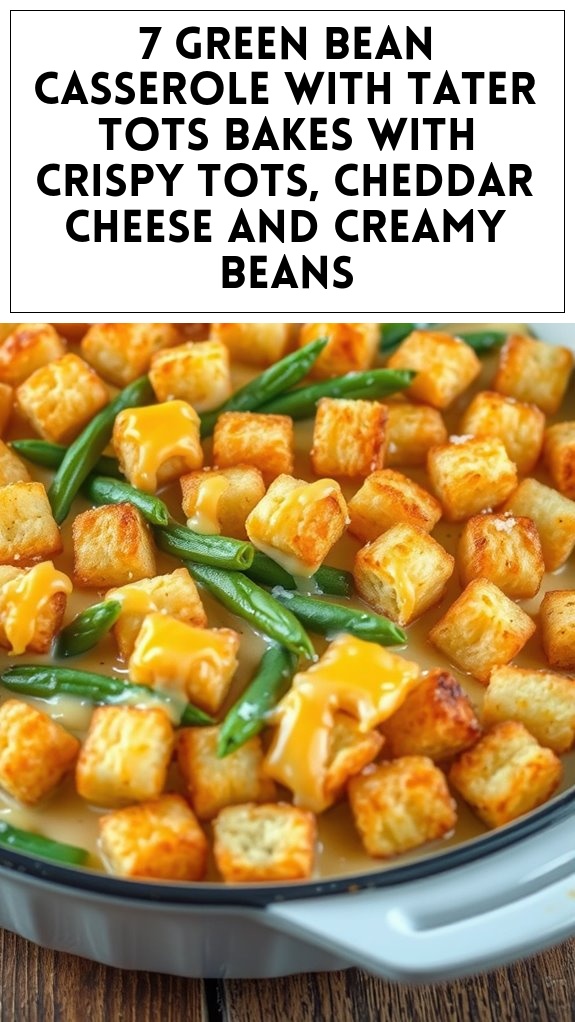7 Green Bean Casserole With Tater Tots Bakes With Crispy Tots, Cheddar Cheese and Creamy Beans