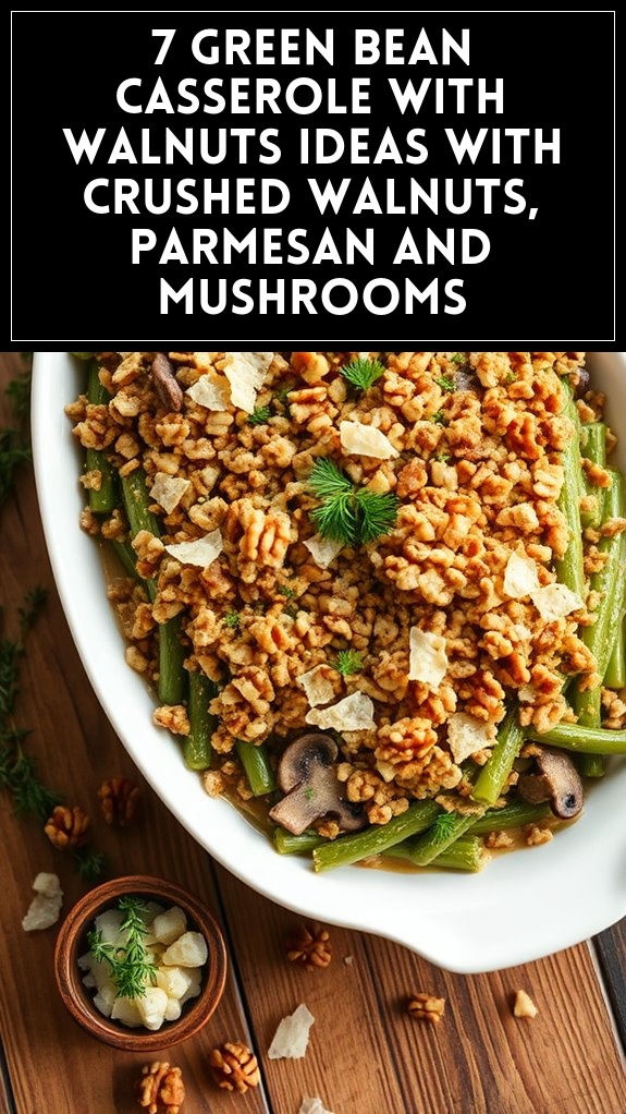 7 Green Bean Casserole With Walnuts Ideas With Crushed Walnuts, Parmesan and Mushrooms