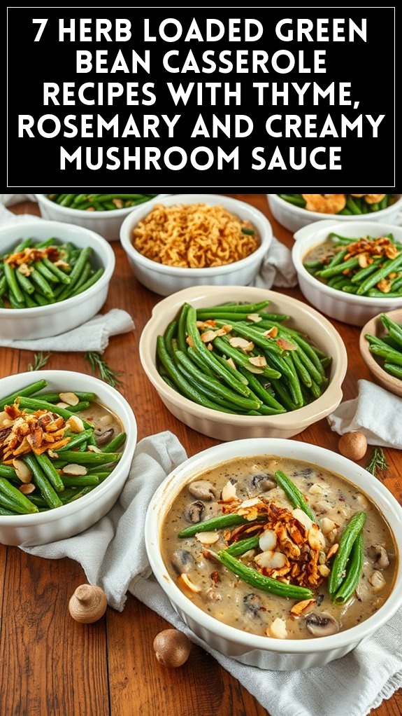 7 Herb Loaded Green Bean Casserole Recipes With Thyme, Rosemary and Creamy Mushroom Sauce