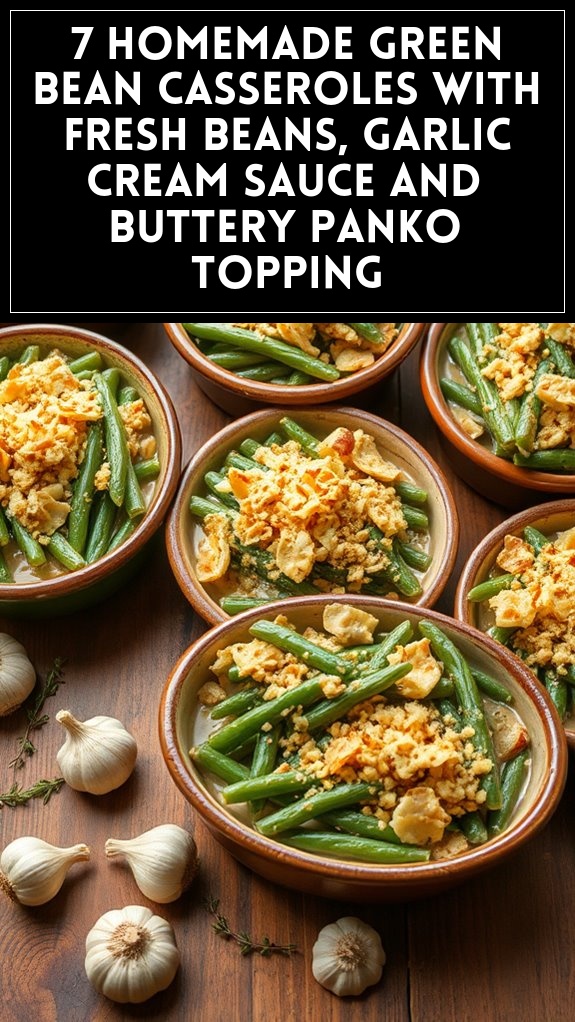 7 Homemade Green Bean Casseroles With Fresh Beans, Garlic Cream Sauce and Buttery Panko Topping