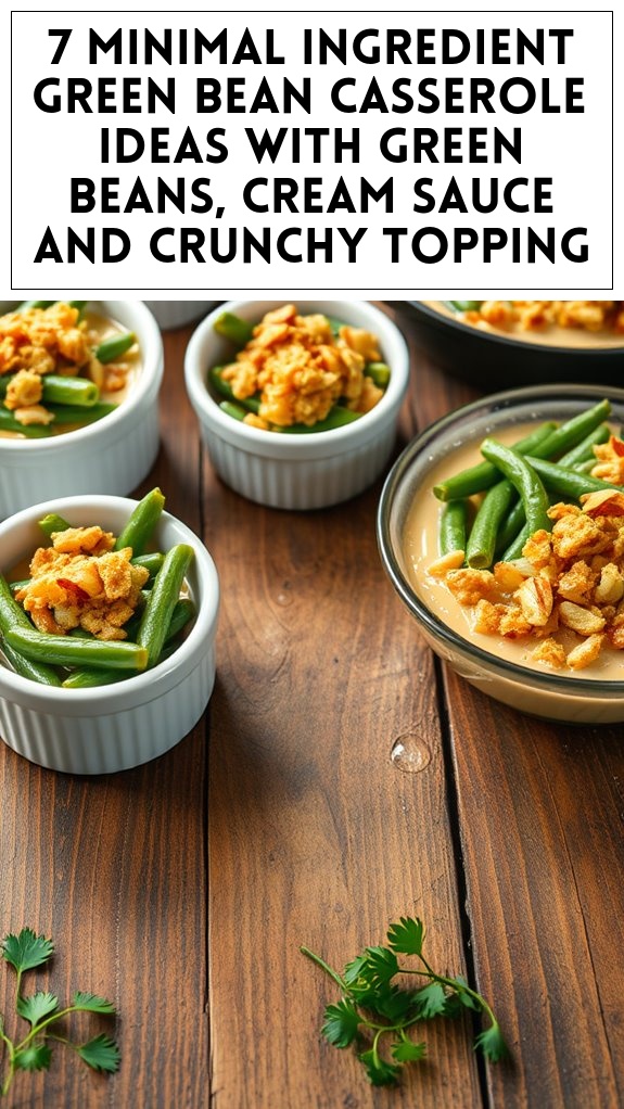 7 Minimal Ingredient Green Bean Casserole Ideas With Green Beans, Cream Sauce and Crunchy Topping