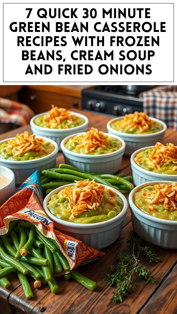 7 Quick 30 Minute Green Bean Casserole Recipes With Frozen Beans, Cream Soup and Fried Onions