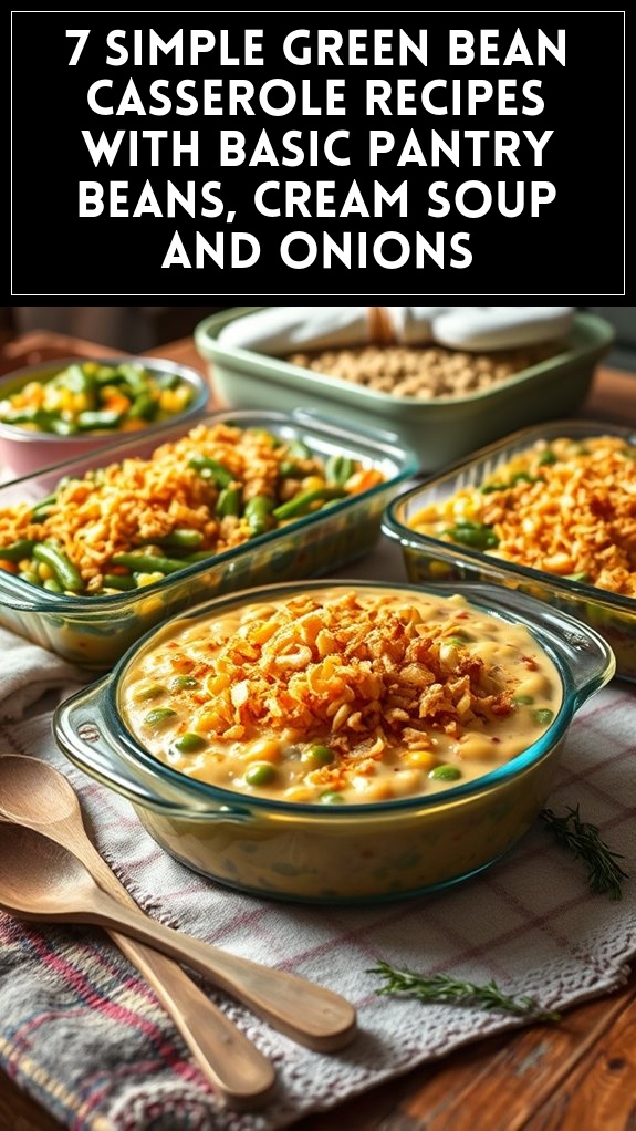 7 Simple Green Bean Casserole Recipes With Basic Pantry Beans, Cream Soup and Onions