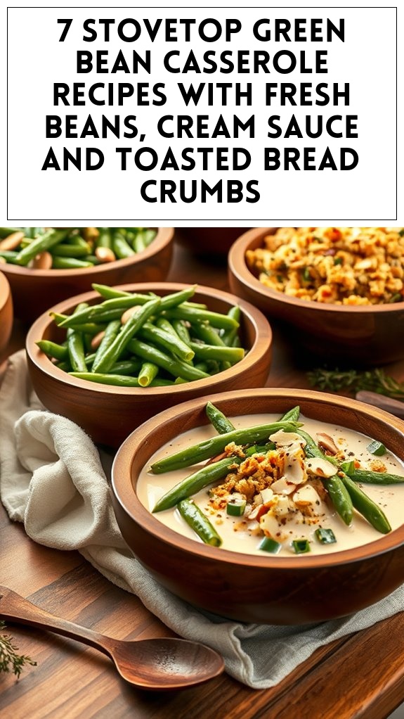 7 Stovetop Green Bean Casserole Recipes With Fresh Beans, Cream Sauce and Toasted Bread Crumbs