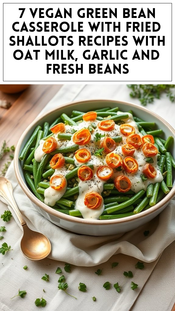 7 Vegan Green Bean Casserole With Fried Shallots Recipes With Oat Milk, Garlic and Fresh Beans