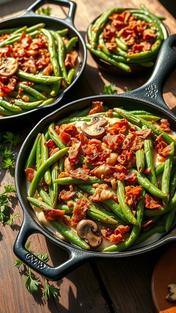 bacon mushroom green bean medley