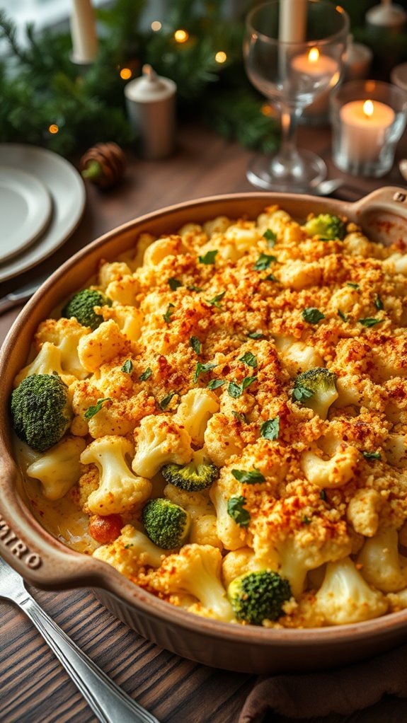 cauliflower broccoli cheese gratin