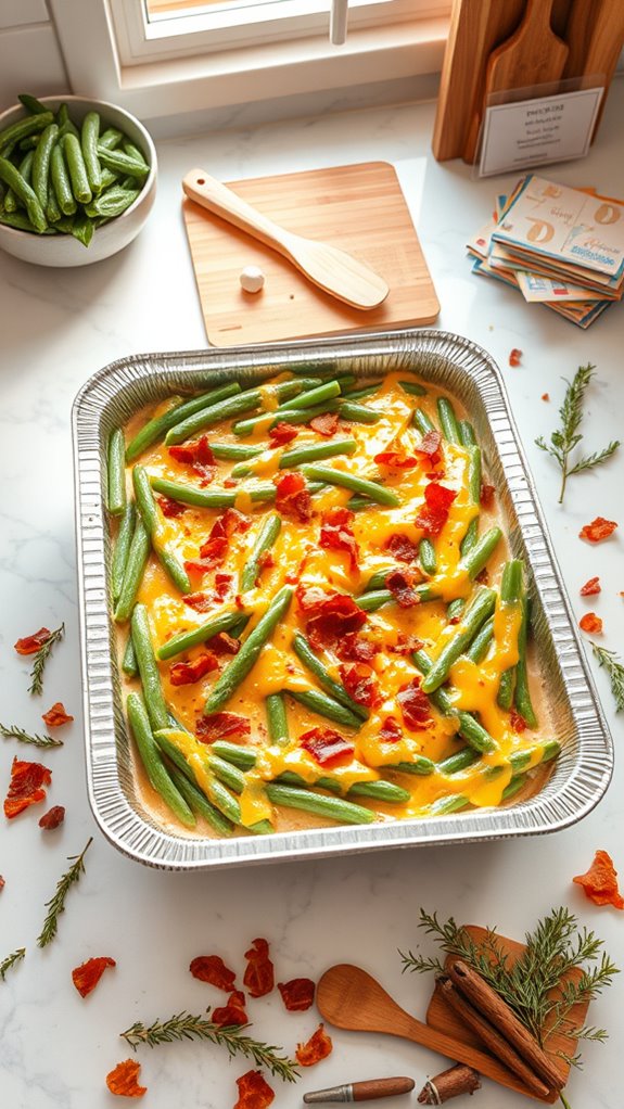 cheesy bacon filled green beans