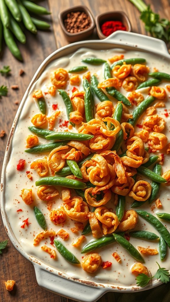 cheesy cajun green bean casserole