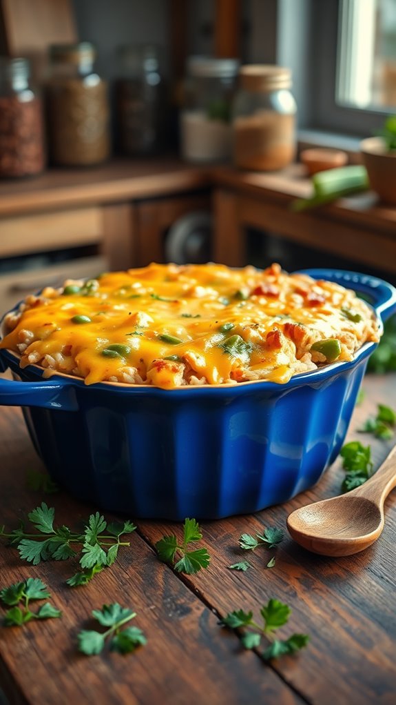 cheesy chicken rice bake