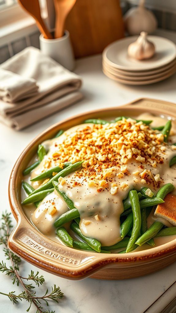 cheesy garlic green bean bake