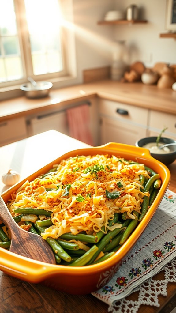 cheesy garlic green bean casserole