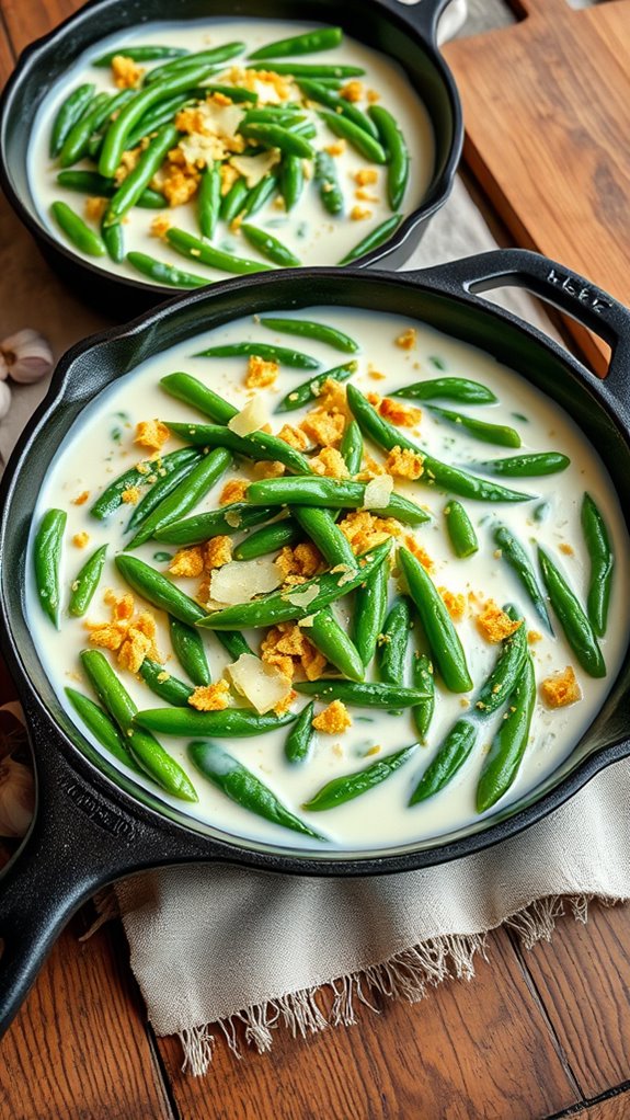 cheesy garlic green beans skillet