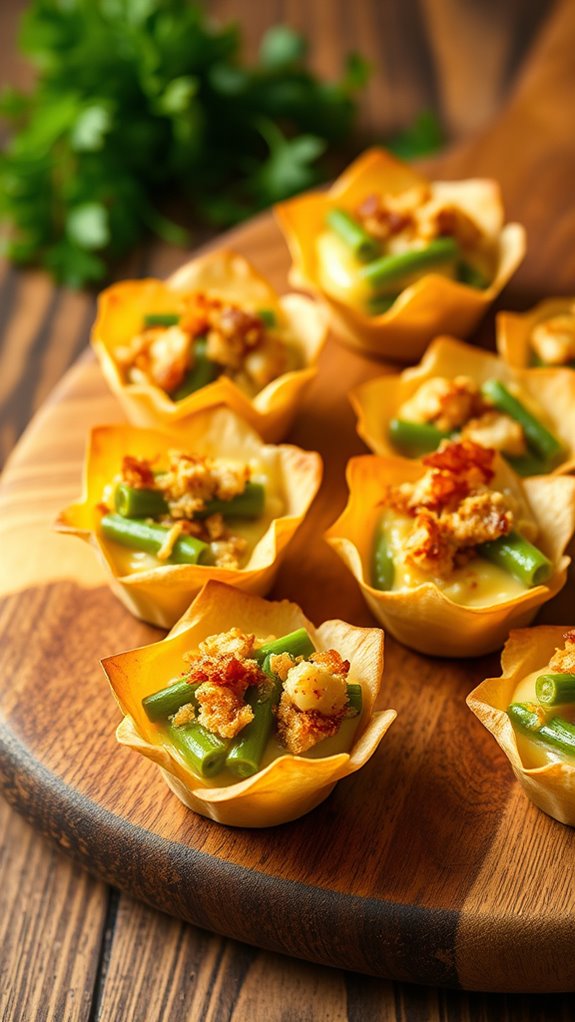 cheesy garlicky green bean cups