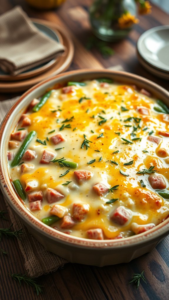 cheesy ham and green bean casserole