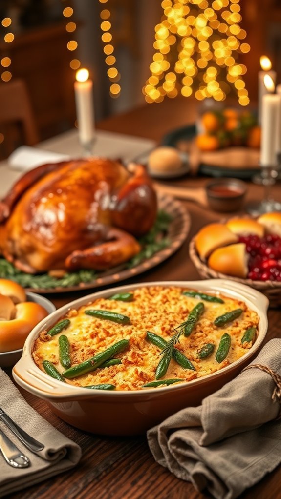 cheesy indulgent green bean casserole