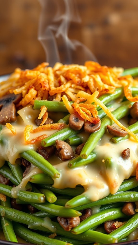 cheesy mushroom green bean casserole