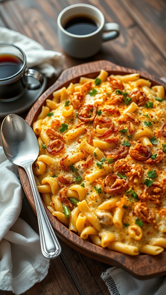 cheesy pasta green bean casserole