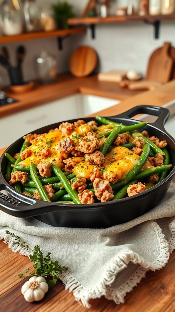 cheesy turkey green beans