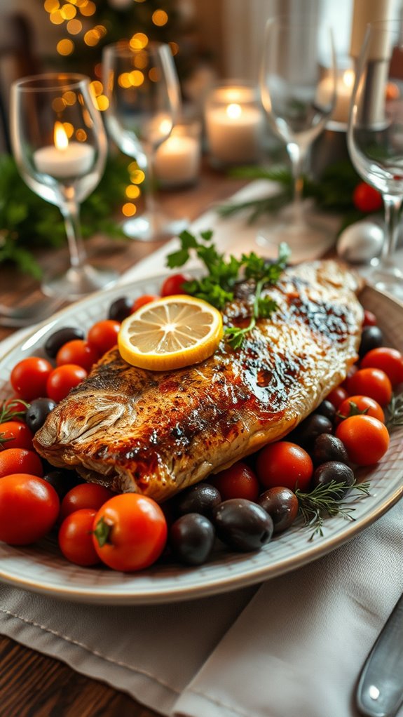 christmas dinner branzino dish