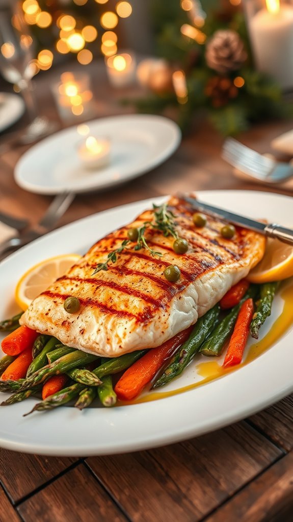 citrusy herb crusted seafood dish